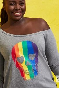 CELEBRATE LOVE OFF-SHOULDER SWEATSHIRT - RAINBOW S